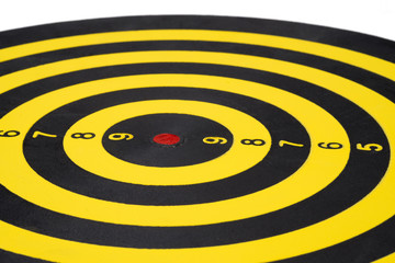 Close up of dartboard on white background.Business Success Concept