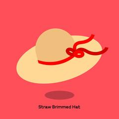 STRAW BRIMMED HAT
Straw brimmed hat on bright pink background. Light weight straw hat with wide flat brim and round top for lady, is very popular in summer time. 