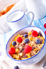muesli breakfast menu with forest fruits