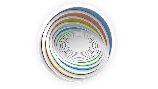 Abstract multicolor hemispheres perfectly fit each other. Design or size related animation