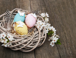 Easter eggs and spring  blossom