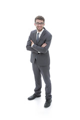 Obraz premium portrait of a pensive businessman. view from above