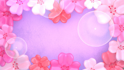 Beautiful sakura frame. 3d rendering picture.