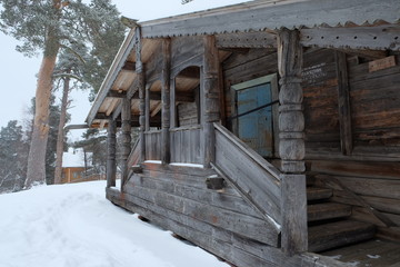 Old Russian church in winter nature picture