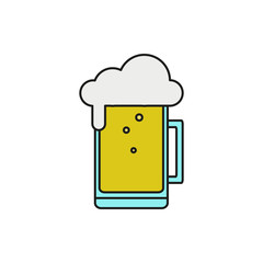 Big Glass Beer Thin Line Icon Illustration
