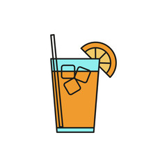 Fresh Orange Syrup Juice Thin Line Icon Illustration