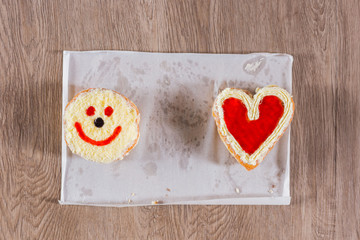 Donuts on wooden background