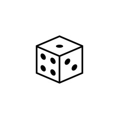 Dice cube outline vector icon