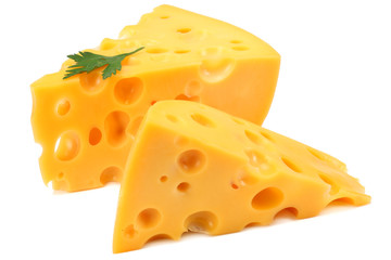 piece of cheese isolated on white background