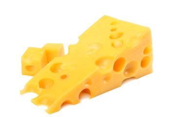 piece of cheese isolated on white background