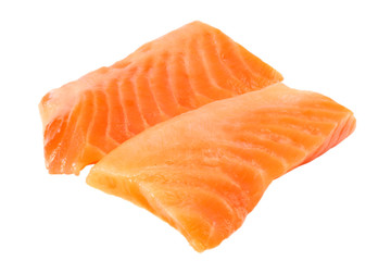 Red fish. Raw salmon fillet isolate on white background