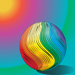 ball in rainbow color on a colorful background