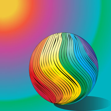 ball in rainbow color on a colorful background
