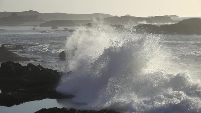Big stormy ocean wave, slow motion
