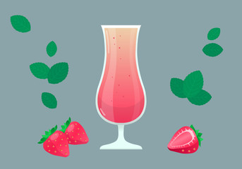 A glass of strawberry juice.