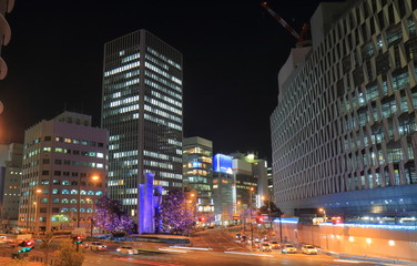 Osaka downtown skyscrapers night cityscape Japan