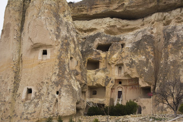 Obraz na płótnie Canvas Cappadocia caves and mountains with church