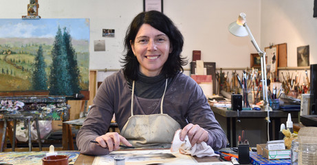artist drawing in the studio