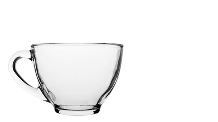empty coffee or tea glass cup isolated on white background. copy space, template