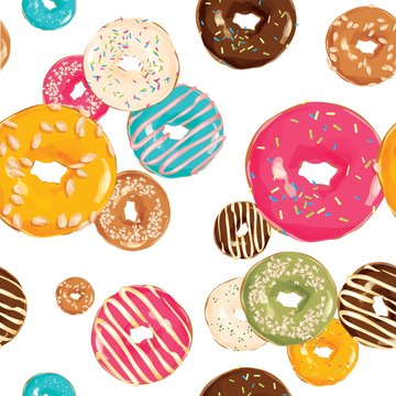 background with colorful donuts with glaze