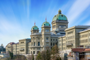The Federal Palace Bundeshaus, the parliament building of Switzerland in Bern, the Capital of...