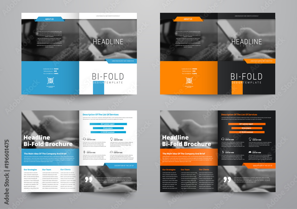 Poster Design a bi-fold brochure with a place for photos in a minimalistic style.