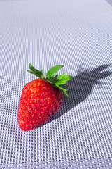 Sweet strawberry on purple textile with shade