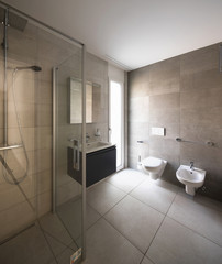 Modern bathroom with marble in a modern apartment