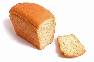 Loaf of bread on a white background