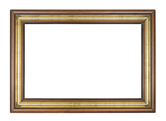 Vintage brown and rectangle frame on a white background, isolated