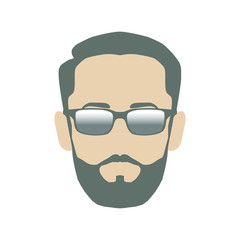 Icon head men with beard and glasses. Abstract vector illustration isolated on white background