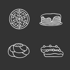 Bakery chalk icons set