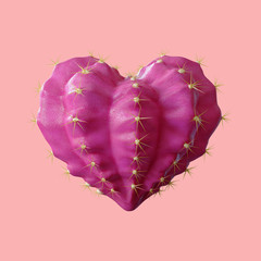 3d render realistic pink cactus in a heart shape © Pyro.gauntlet