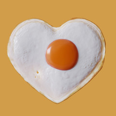 3d render fried egg in a heart shape