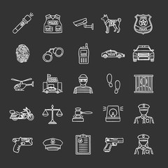 Police chalk icons set