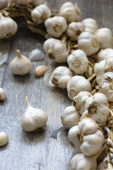 Garlic on a wooden table