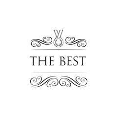 The best winner emblem. Vintage medal with decoration.  illustration.