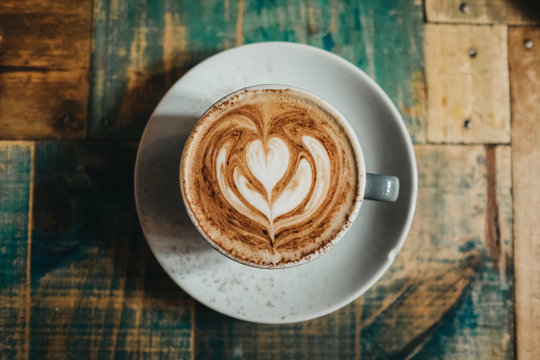 Over head view of latte