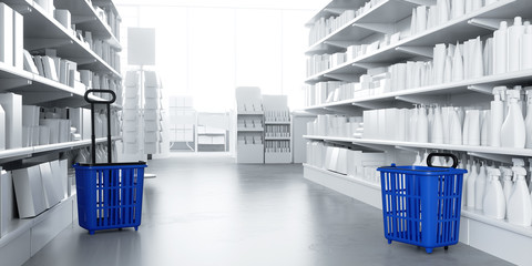 Gang im Supermarkt mit Produkten im Regal © Robert Kneschke