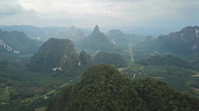 Aerial view on mountains of Khao Sok National Park in Thailand
