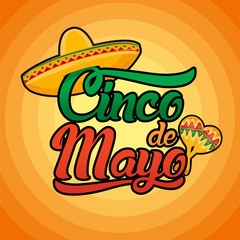 Cinco de Mayo lettering greeting text vector illustration