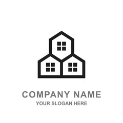 Three Houses Building Real Estate Logo Vector 