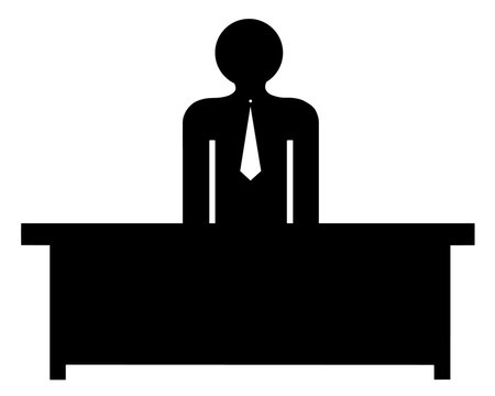 Silhouette of a man in a tie at a table