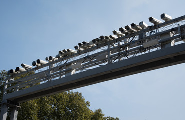 A monitoring camera mounted on the main road.