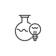 Laboratory flask and light bulb outline icon. linear style sign for mobile concept and web design. Innovation simple line vector icon. Research Symbol, logo illustration. Pixel perfect vector graphics