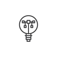 Vector graphics inside light bulb outline icon. linear style sign for mobile concept and web design. Vector idea simple line vector icon. Symbol, logo illustration. Pixel perfect vector graphics