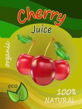 Vector illustration of a packing of juice of red cherry