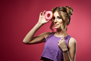 Young woman with donut.