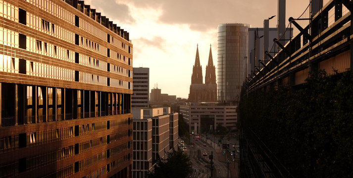 Cologne Cathedral Sunset Skyline 