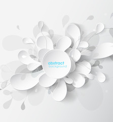 Abstract white and gray flower background with circles.